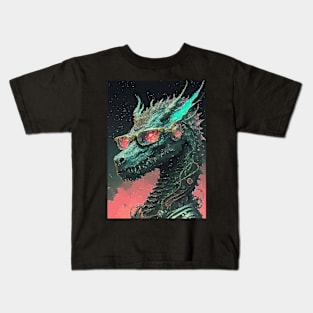 Cyberpunk Glitch Dragon Kids T-Shirt